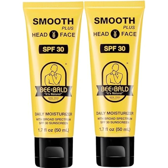 Bee Bald SMOOTH PLUS HEAD & FACE MOISTURIZER WITH SPF 30 SUNSCREEN LOTION PROTECTING SKIN FROM HARMFUL UVA/UVB RAYS WHILE HYDRATING, MOISTURIZING AND TONING, 1.7 FL OZ (PACK OF 2) - Image 1